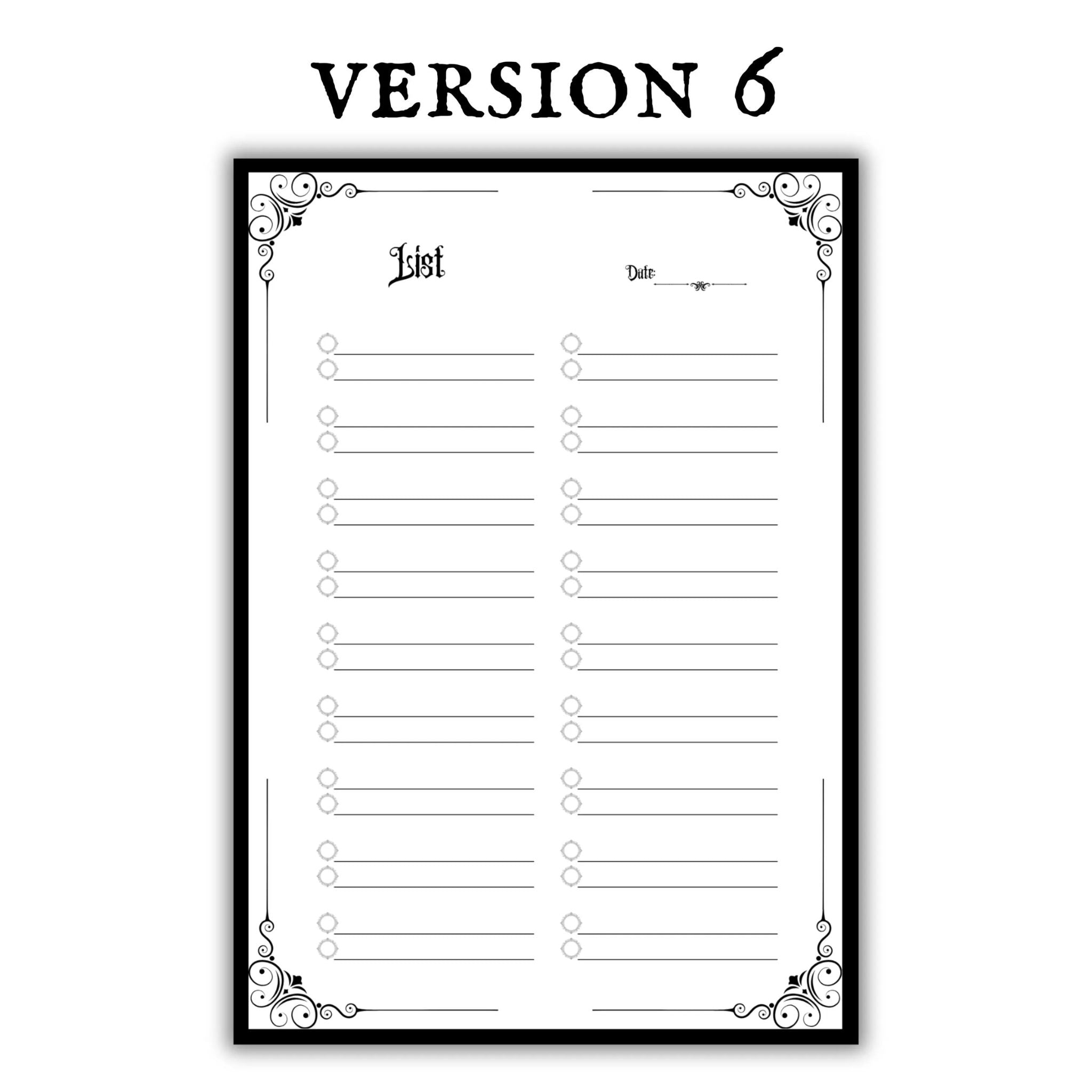 Gothic To-Do List & Checklist Printable Bundle