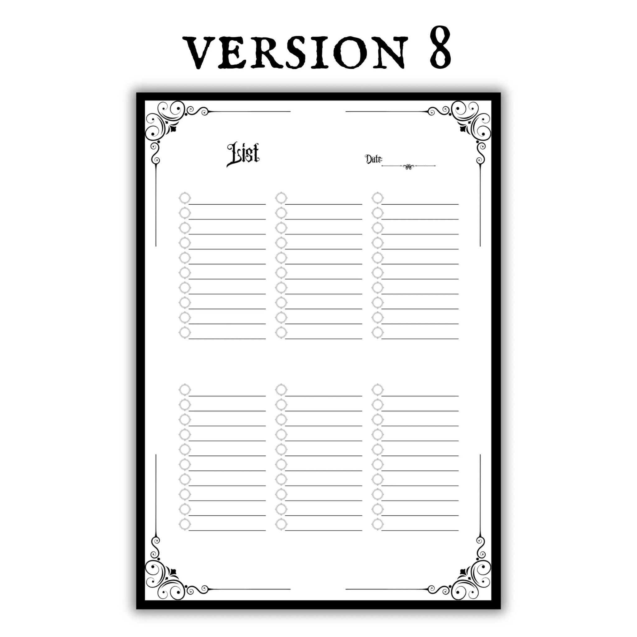 Gothic To-Do List & Checklist Printable Bundle