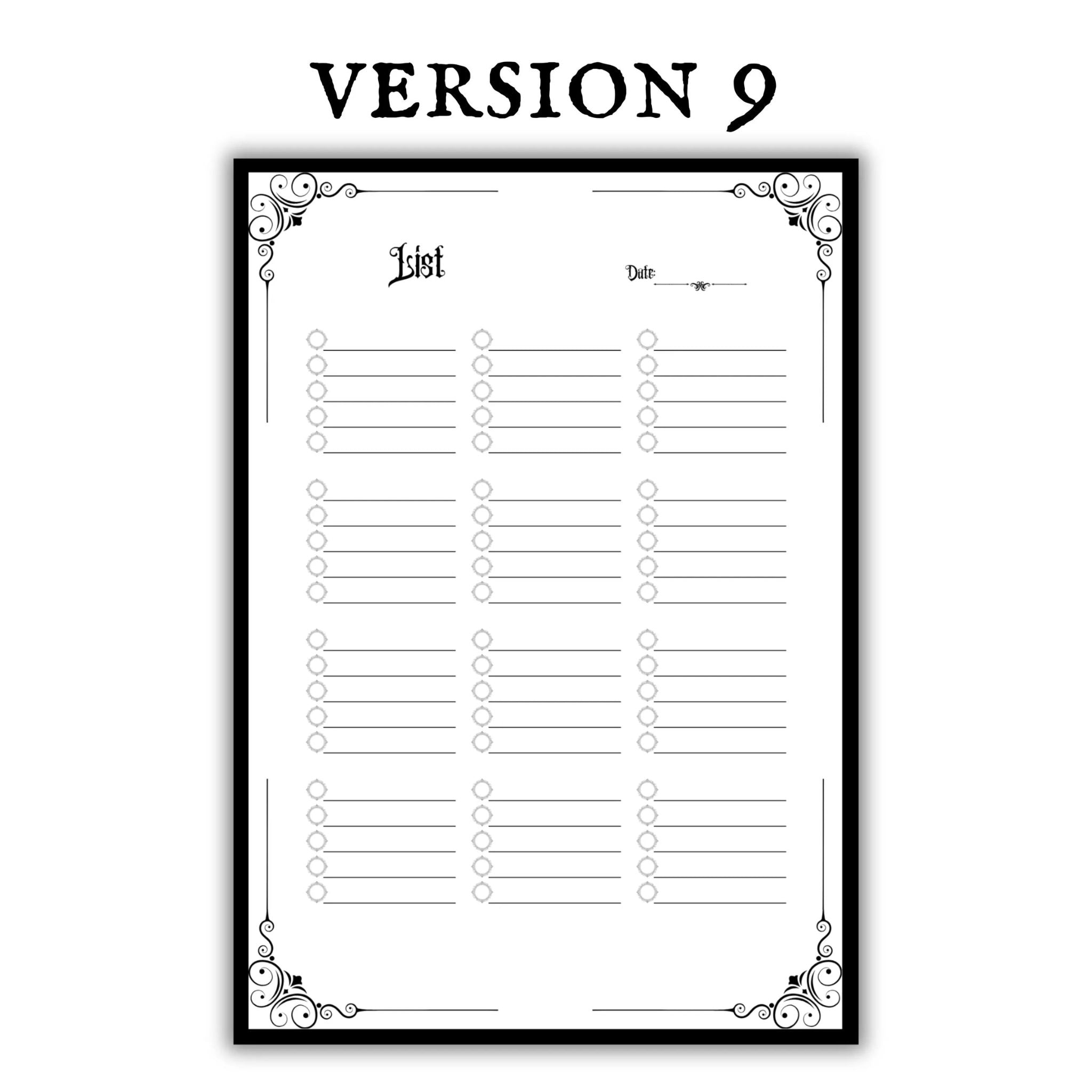 Gothic To-Do List & Checklist Printable Bundle