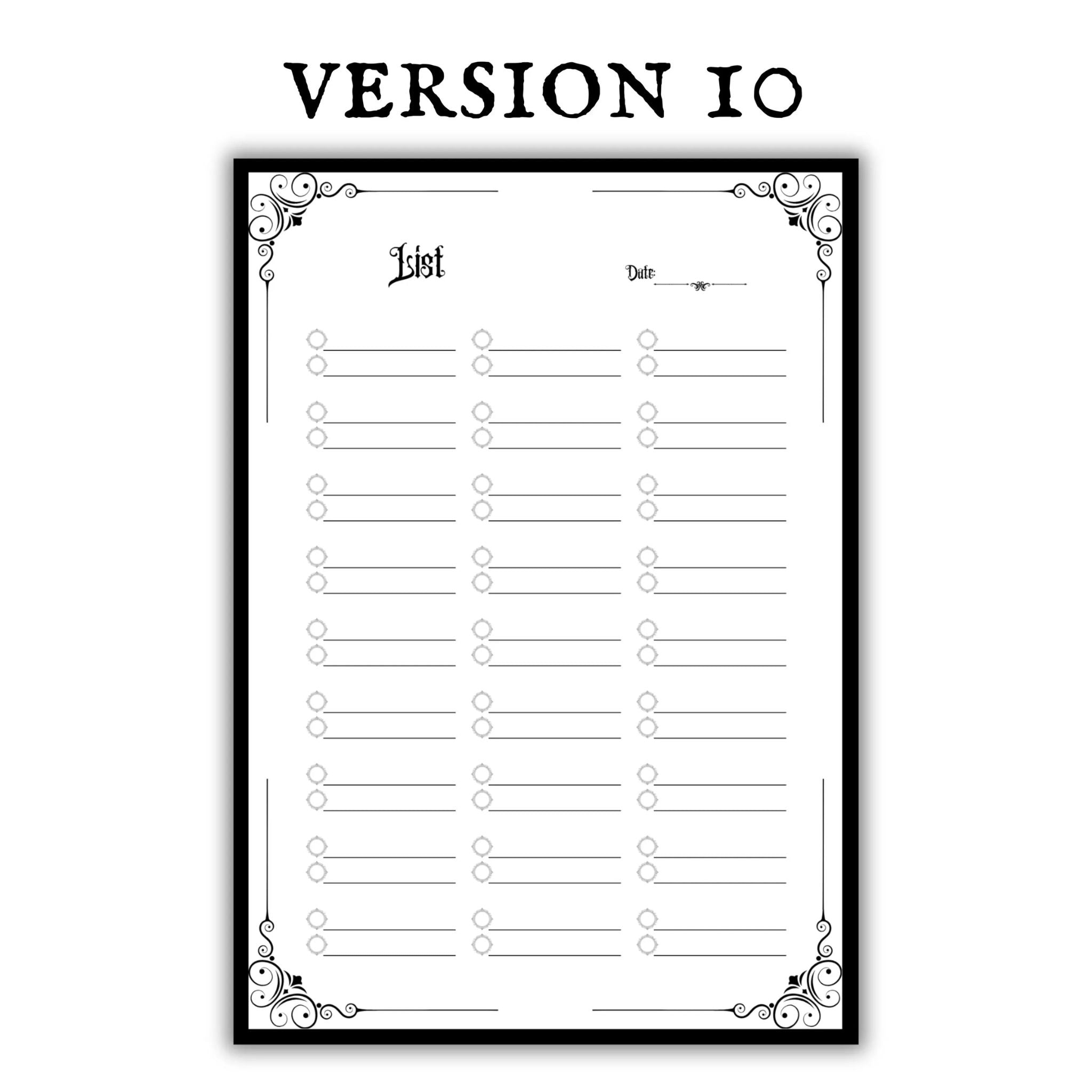 Gothic To-Do List & Checklist Printable Bundle