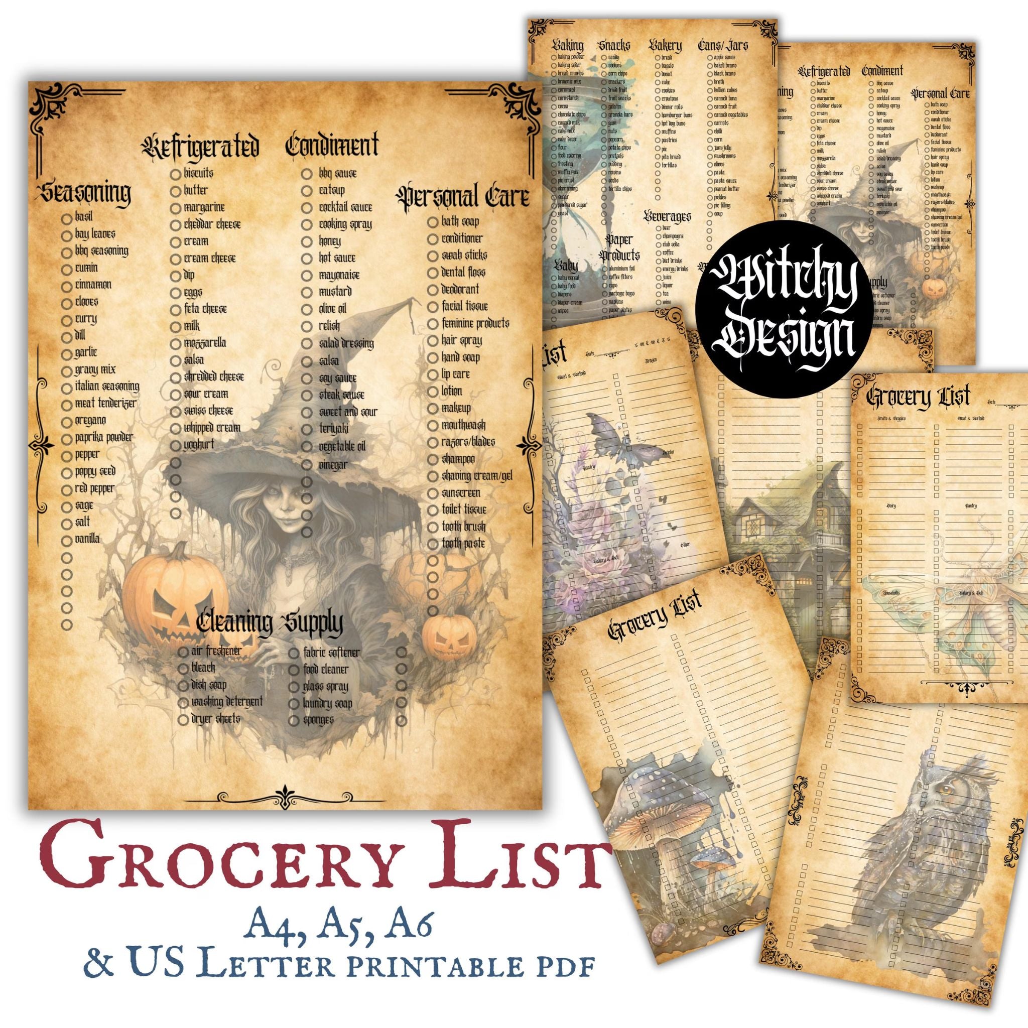 Grocery List Witchy Design