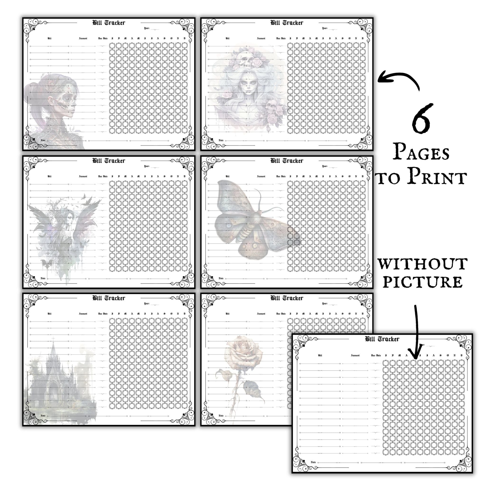 Gothic Bill Tracker Pages