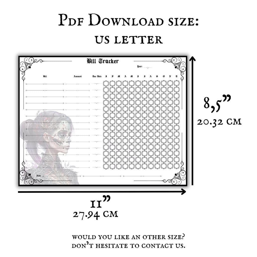 Gothic Bill Tracker Pages