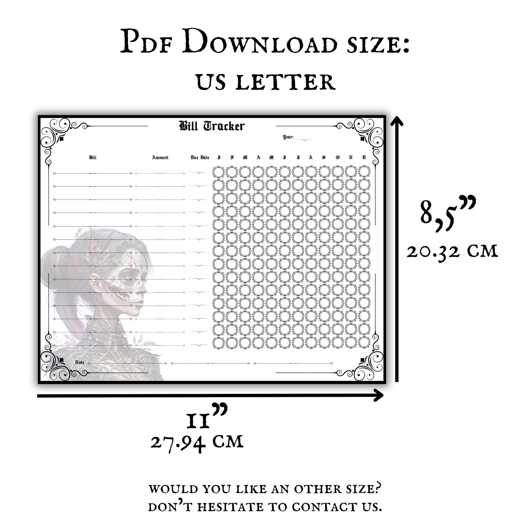 Gothic Bill Tracker Pages