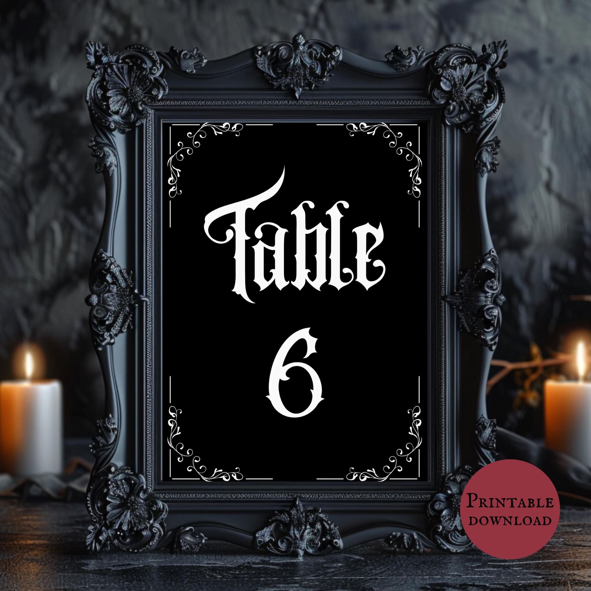 Gothic Table Number Signs