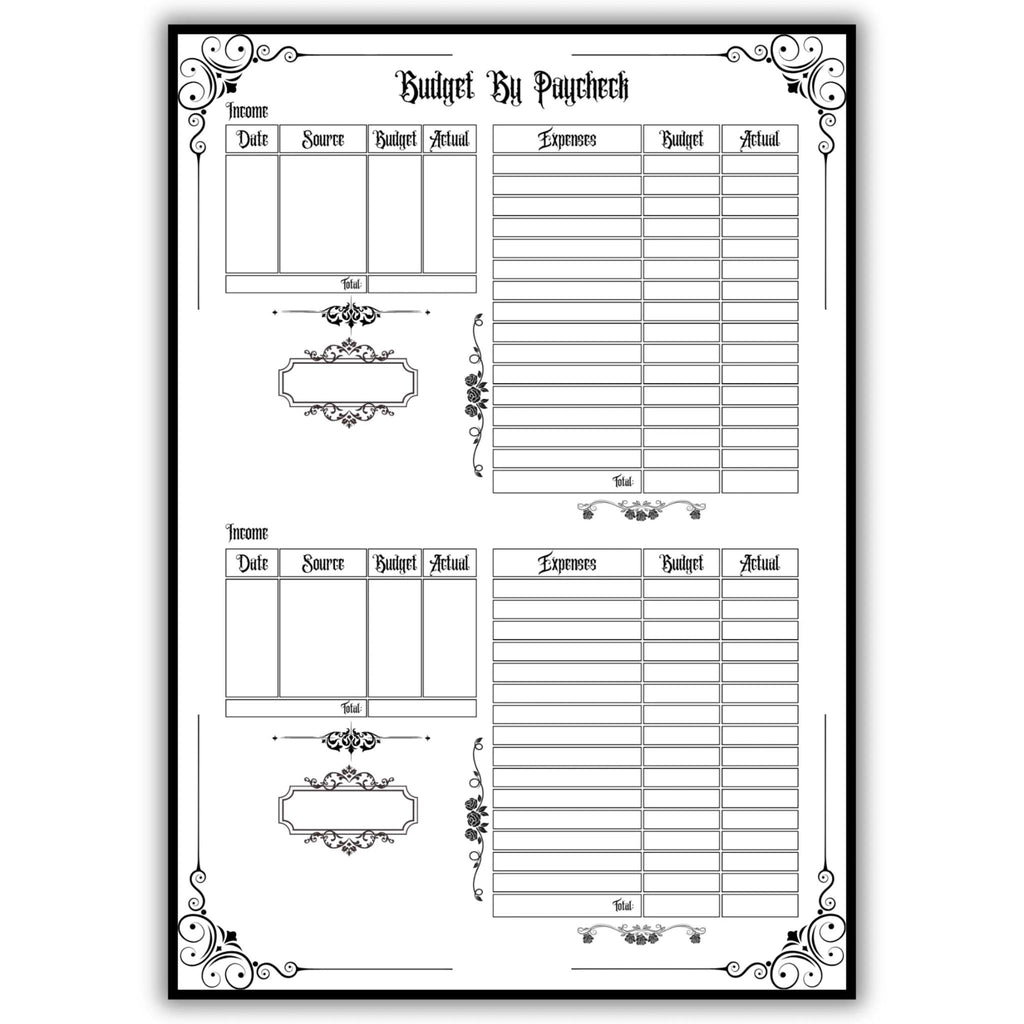 Gothic Budget By Paycheck Tracker Bi Weekly Budget Organizer