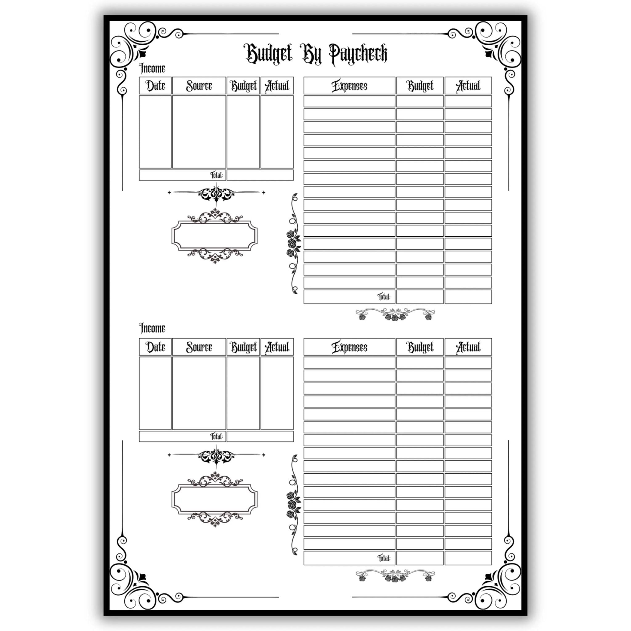 Gothic Budget By Paycheck Tracker Bi Weekly Budget Organizer