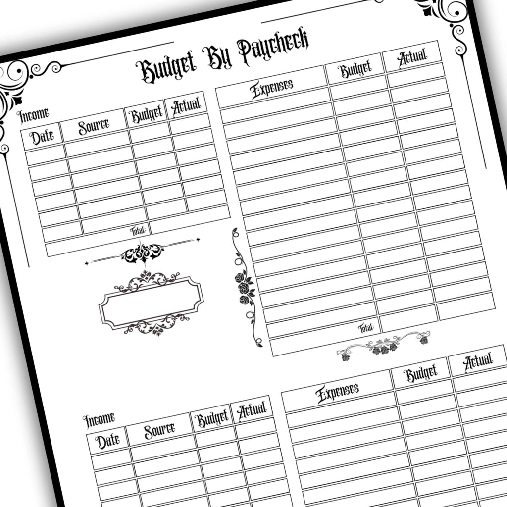Gothic Budget By Paycheck Tracker Bi Weekly Budget Organizer