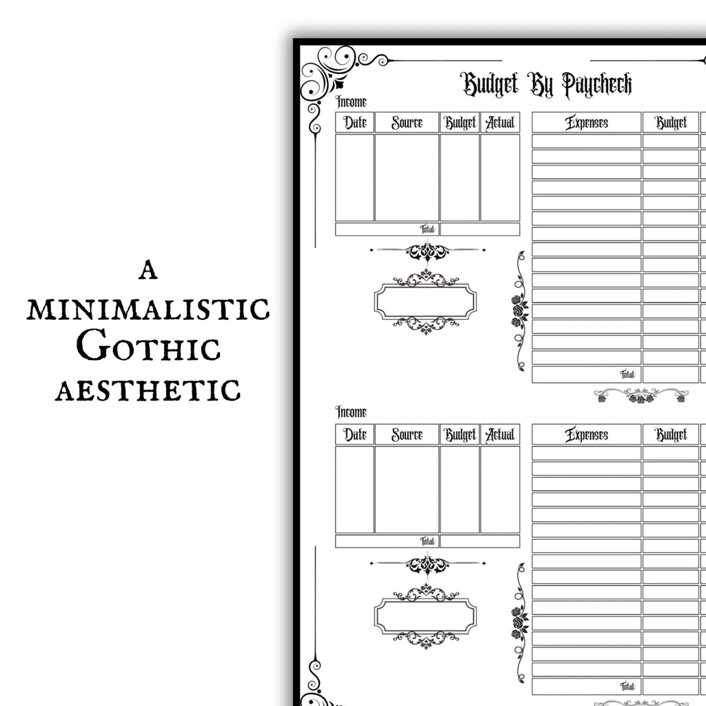 Gothic Budget By Paycheck Tracker Bi Weekly Budget Organizer