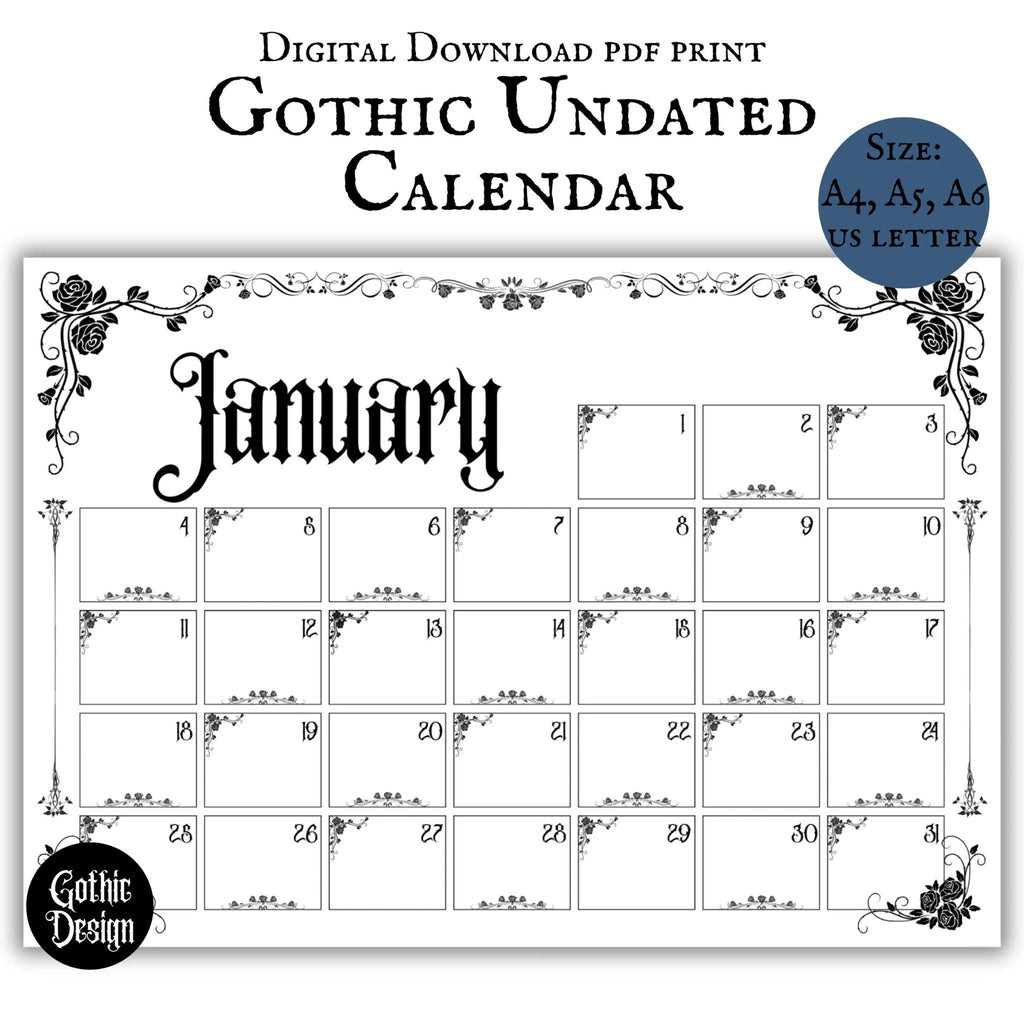 Gothic Undated Calendar Landscape