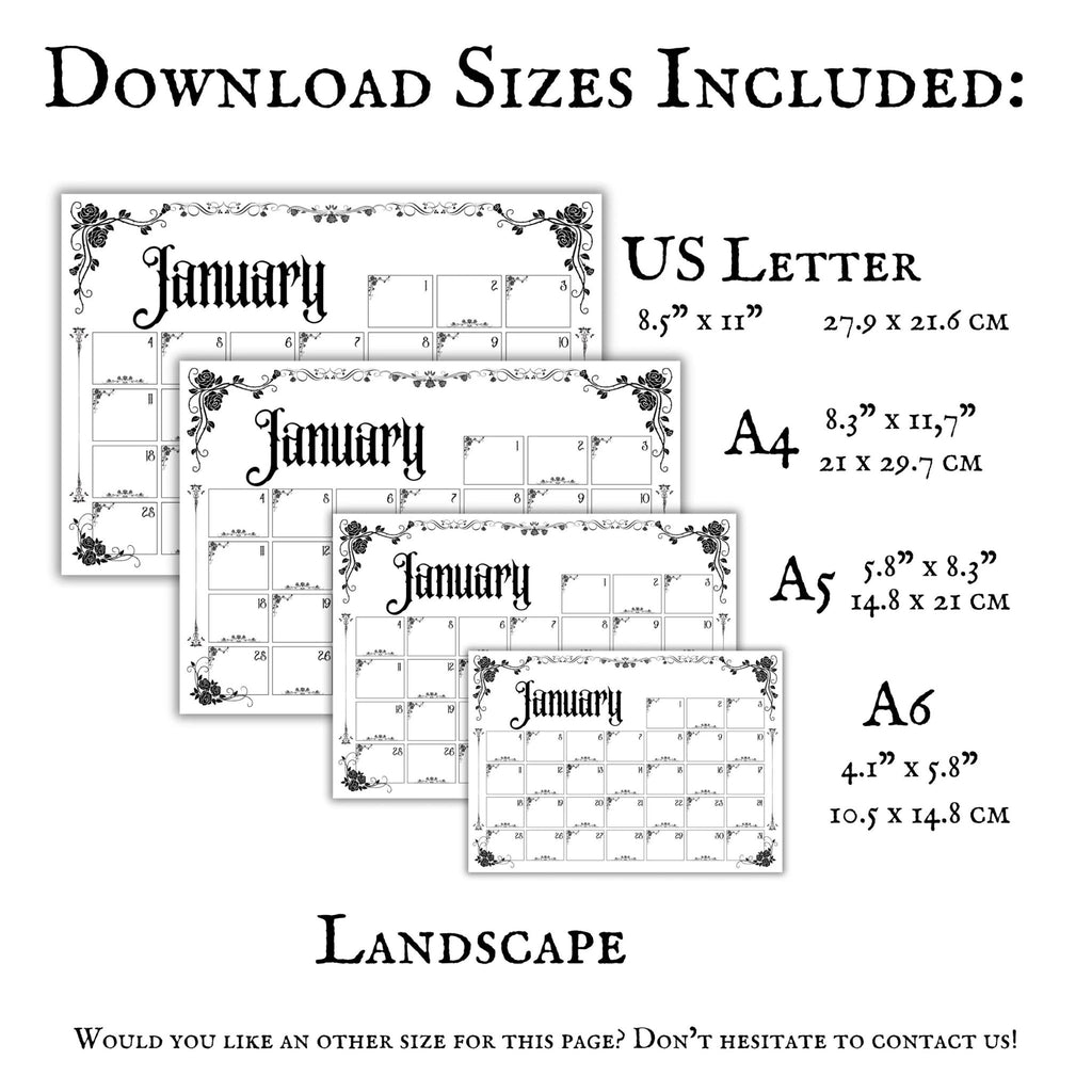Gothic Undated Calendar Landscape