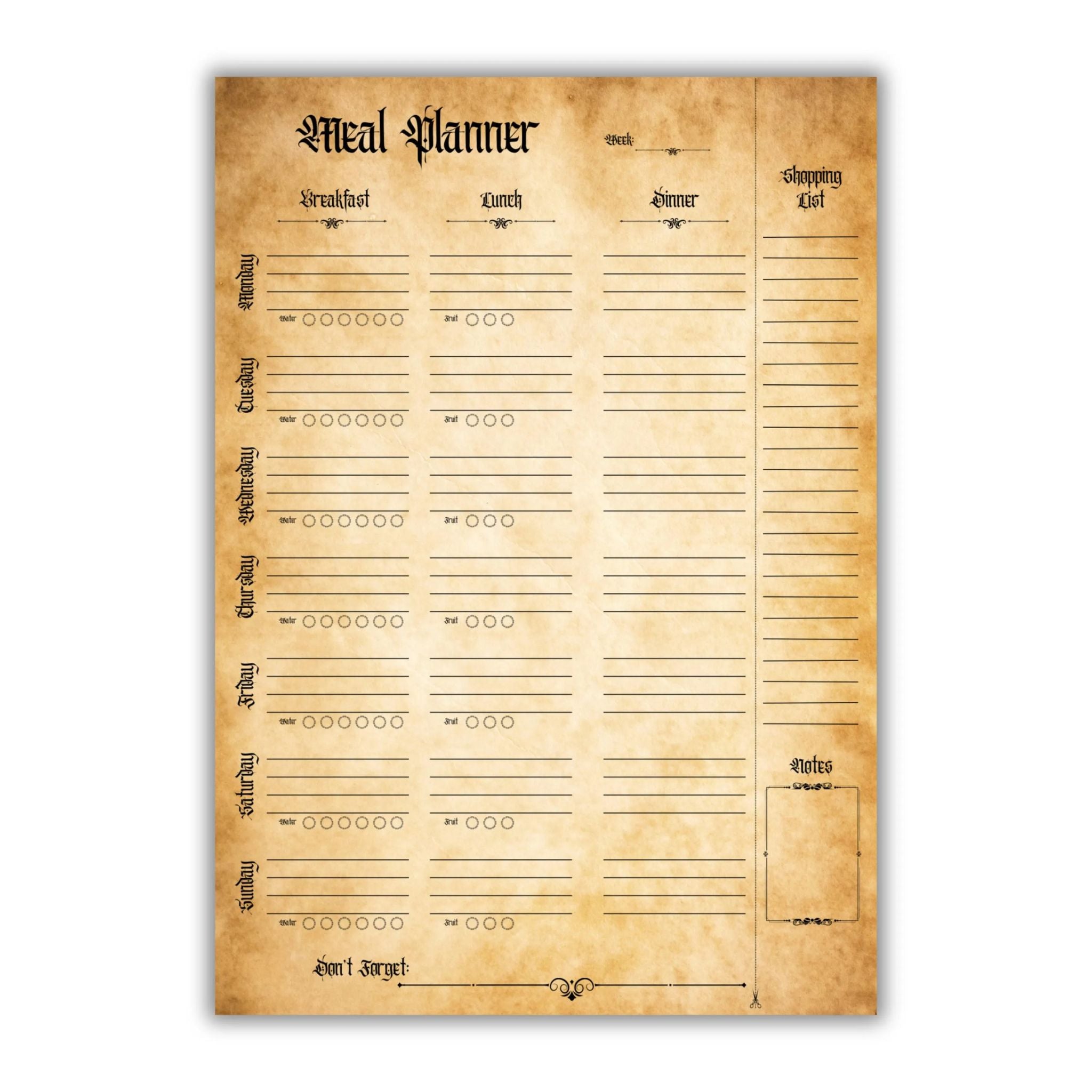 Witchy Weekly Meal Planner