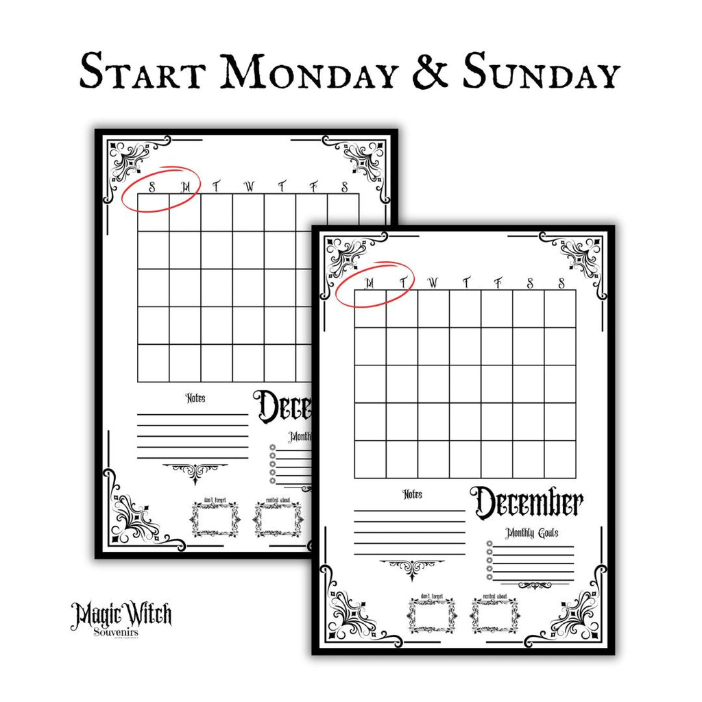 Gothic December Journal Bundle Printable  Monthly Planner, Daily Pages, Tracker & Year-End Reflection PDF