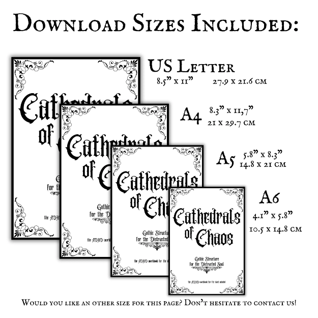 Cathedrals of Chaos  Gothic ADHD Workbook Printable Gothic Structure for the Distracted Soul  ADHD Journal & Planner PDF