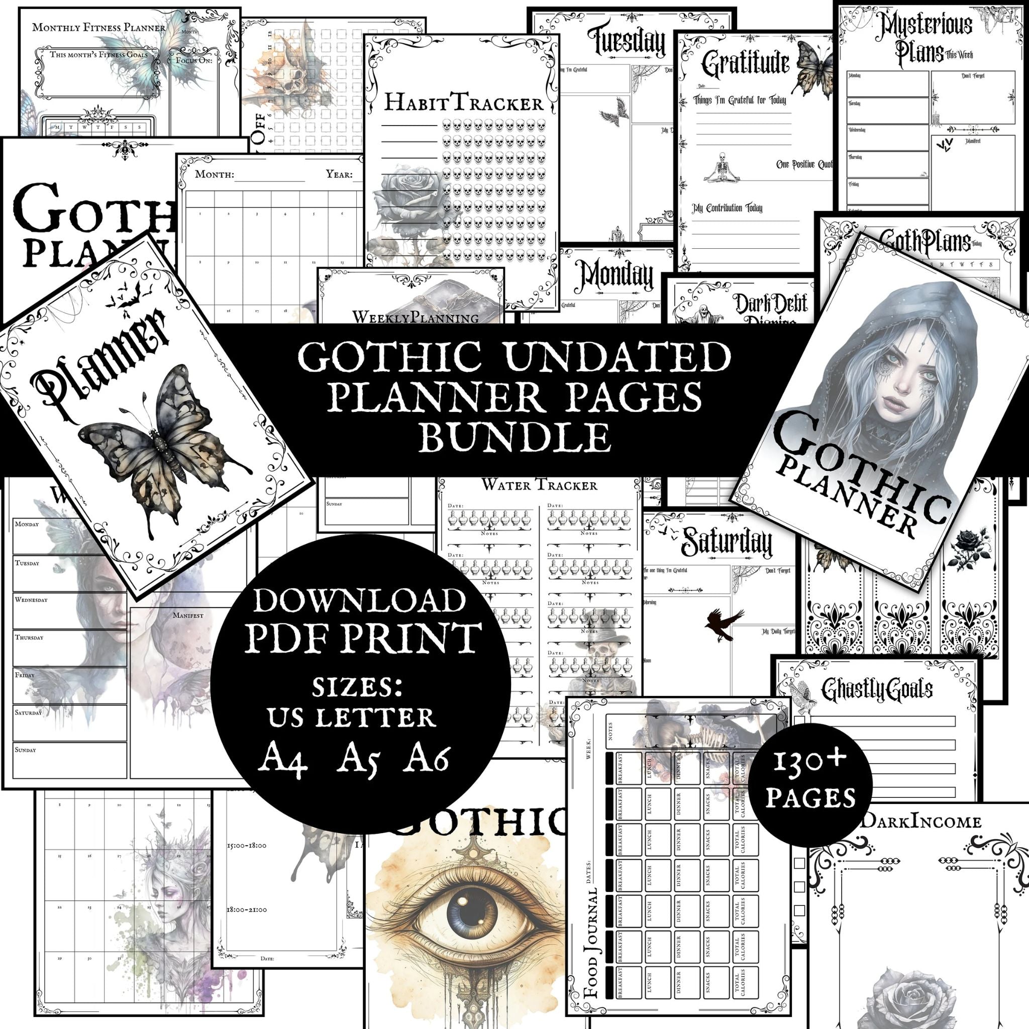 Gothic Undated Planner Bundle