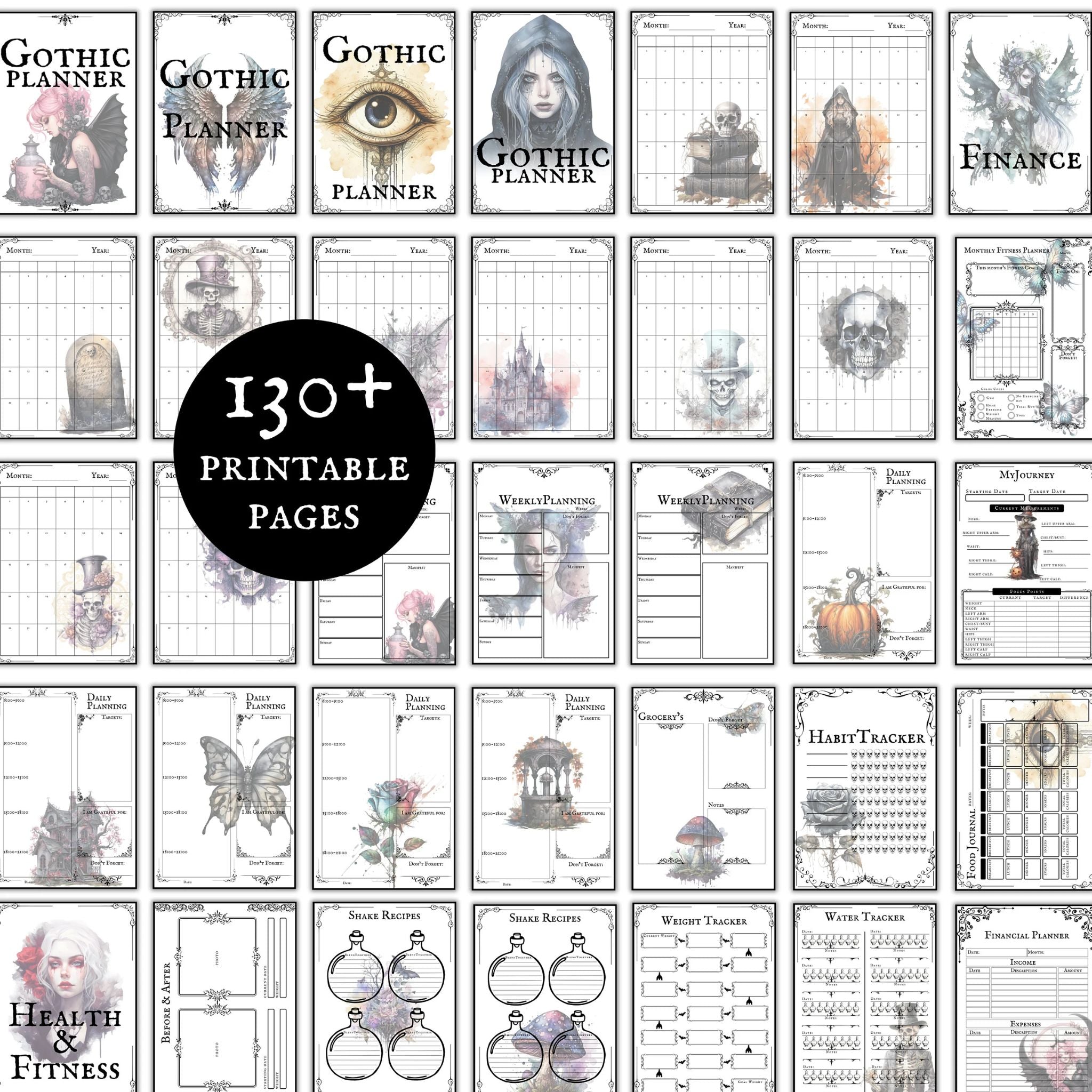 Gothic Undated Planner Bundle
