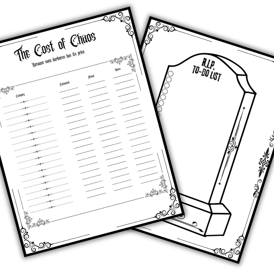 Gothic Halloween Planner Minimalistic Design