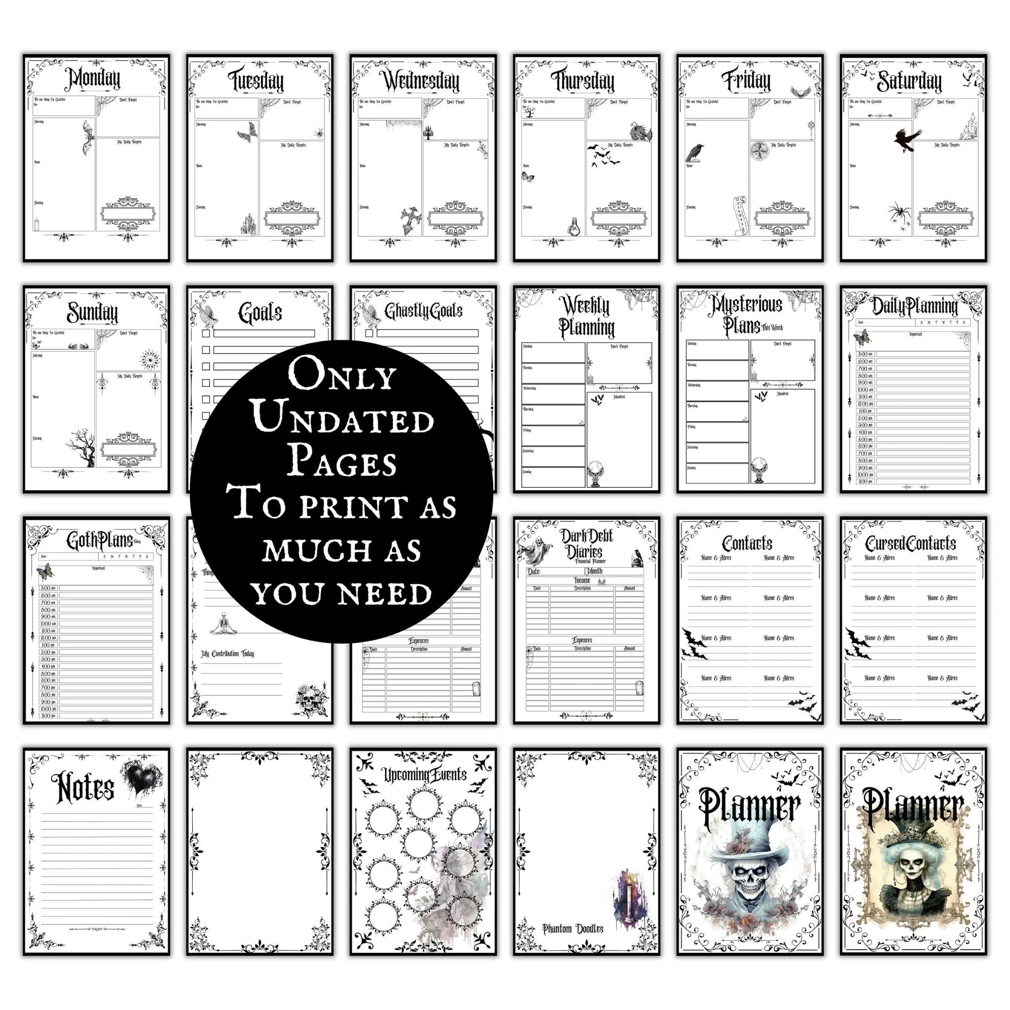 Gothic Undated Planner Bundle