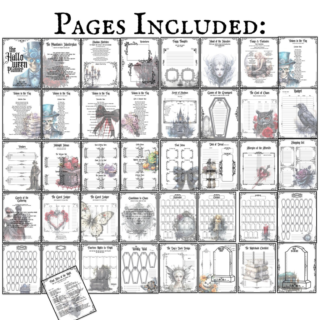 Gothic Halloween Planner with Pictures