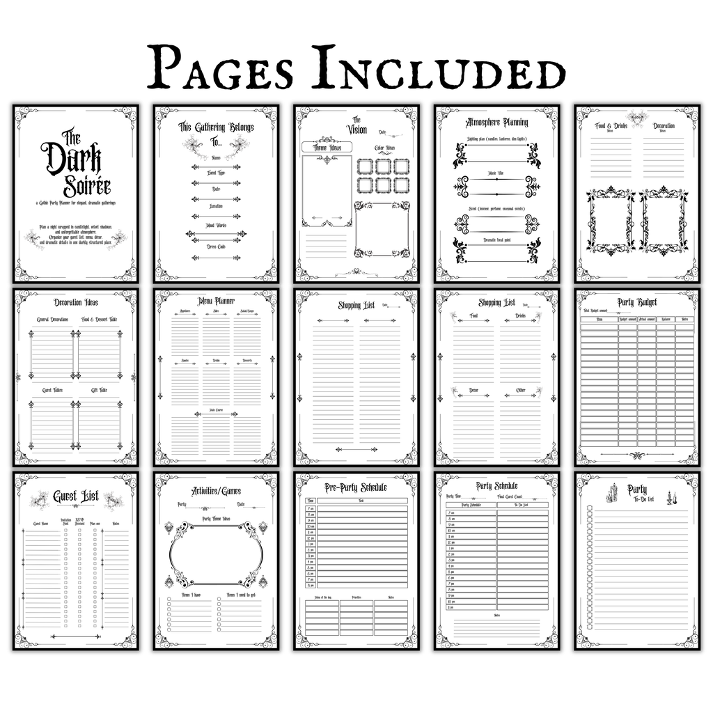 Gothic Party Planner Printable  The Dark Soirée