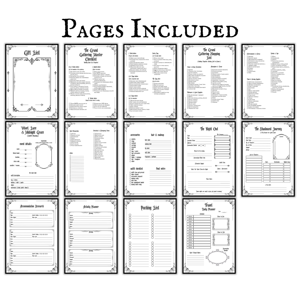 Gothic Party Planner Printable  The Dark Soirée