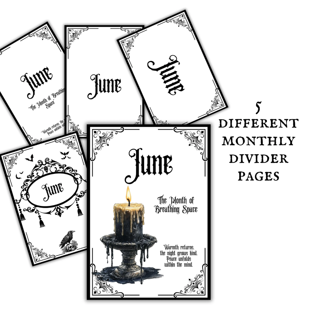 Gothic June Journal Planner Pages