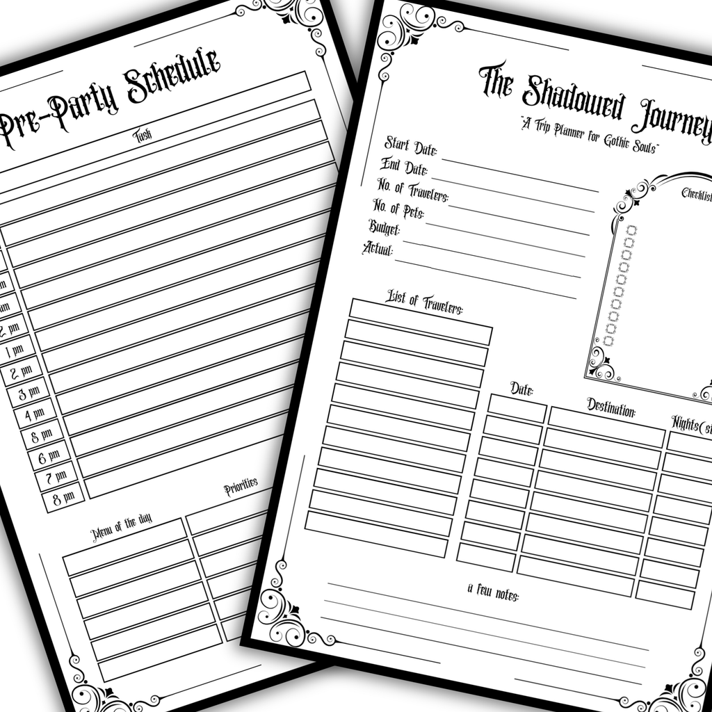 Gothic Party Planner Printable  The Dark Soirée