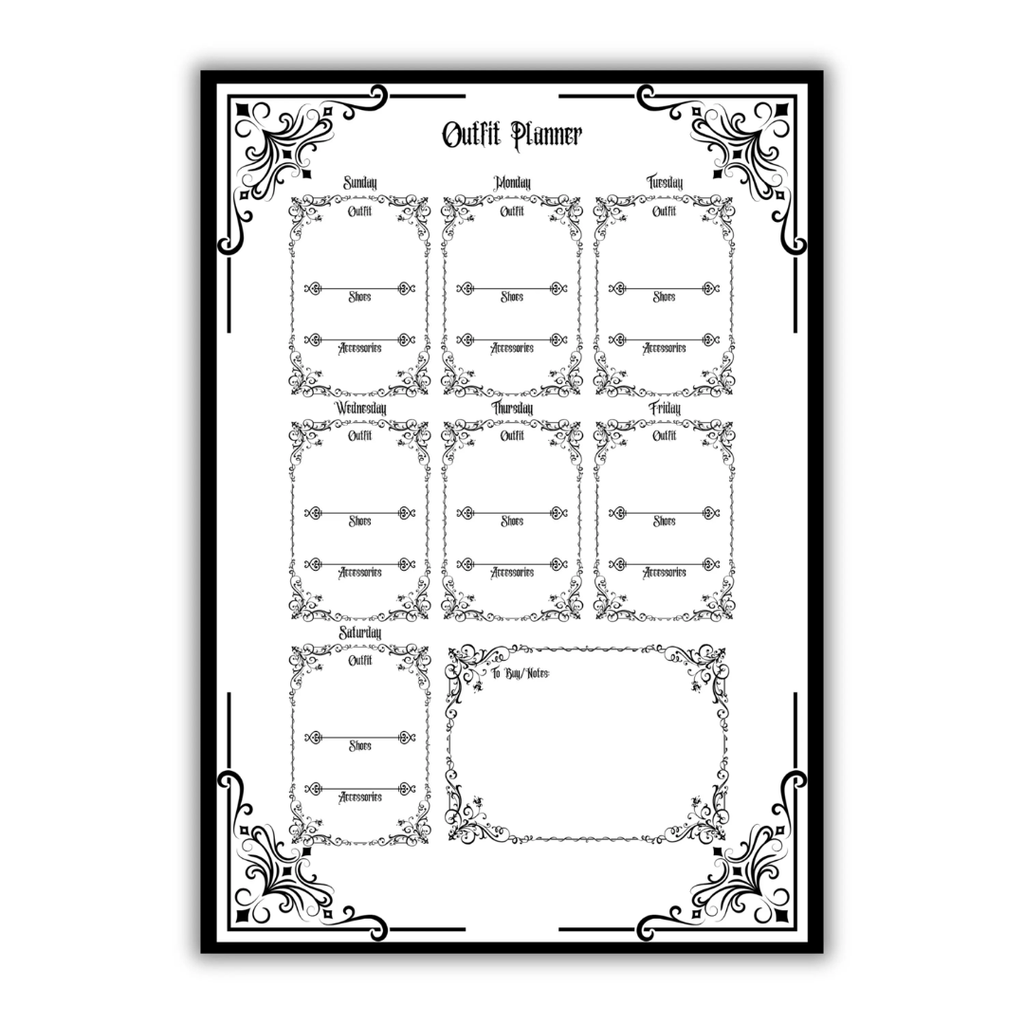 Gothic June Journal Planner Pages