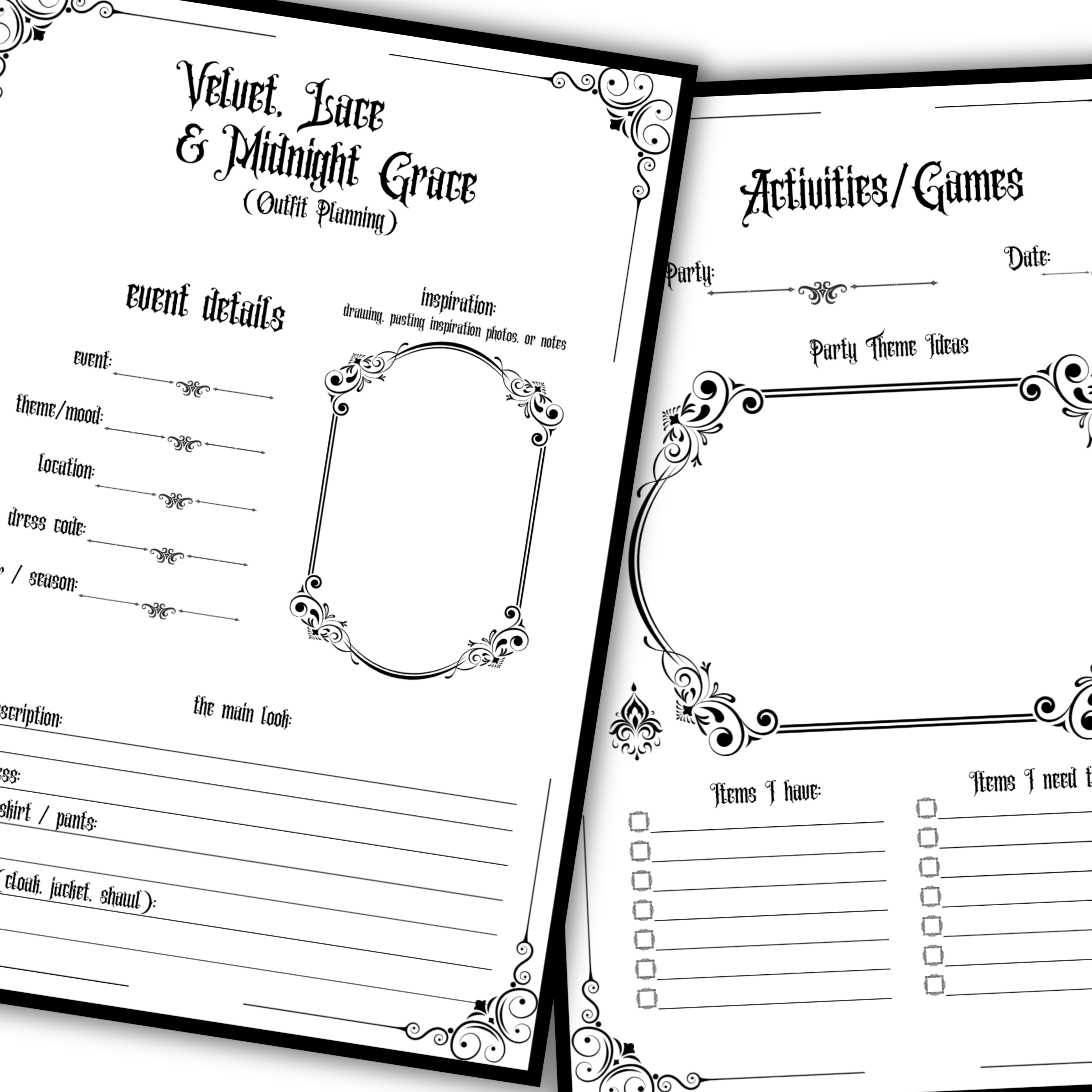 Gothic Party Planner Printable  The Dark Soirée