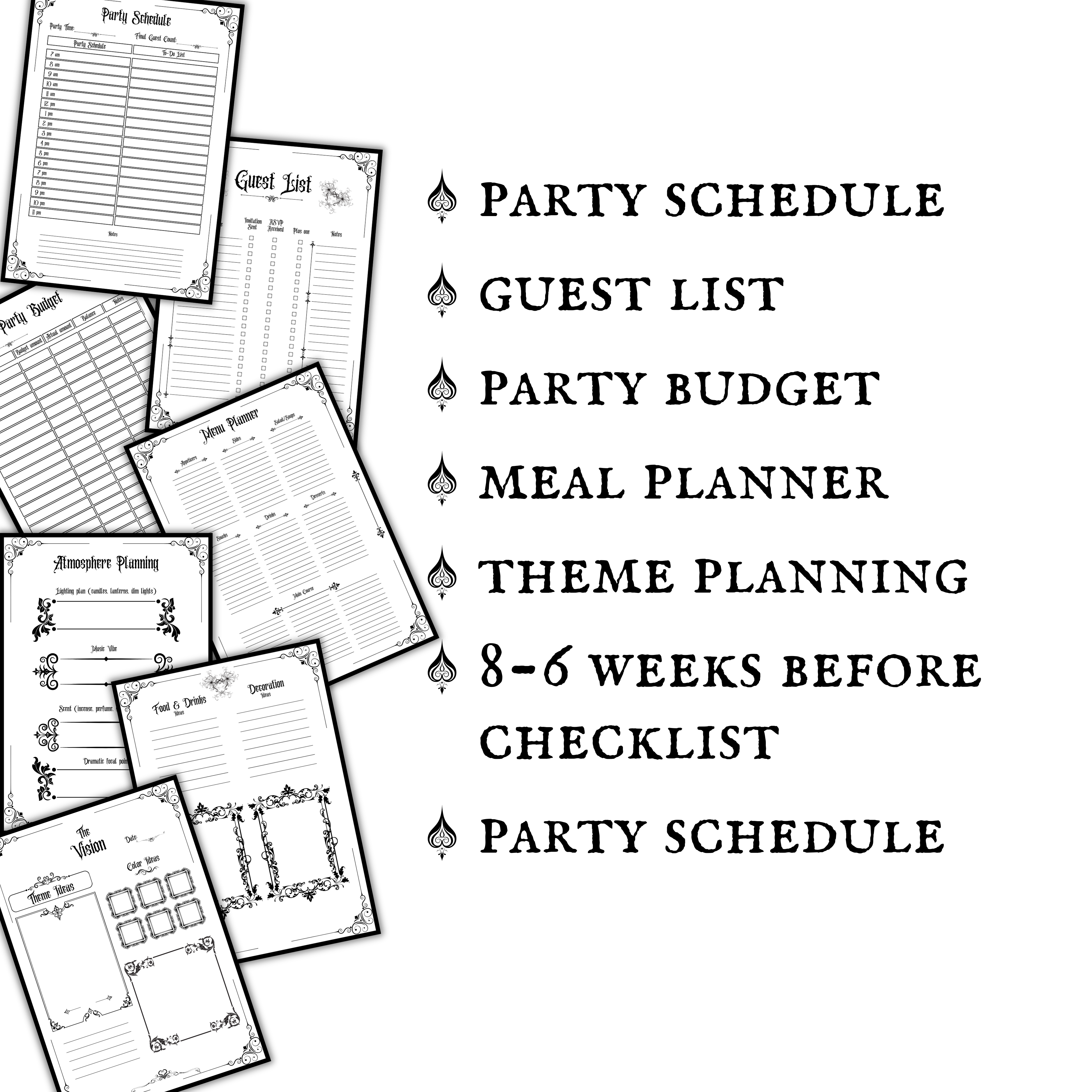 Gothic Party Planner Printable  The Dark Soirée