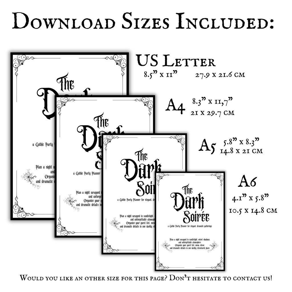 Gothic Party Planner Printable  The Dark Soirée