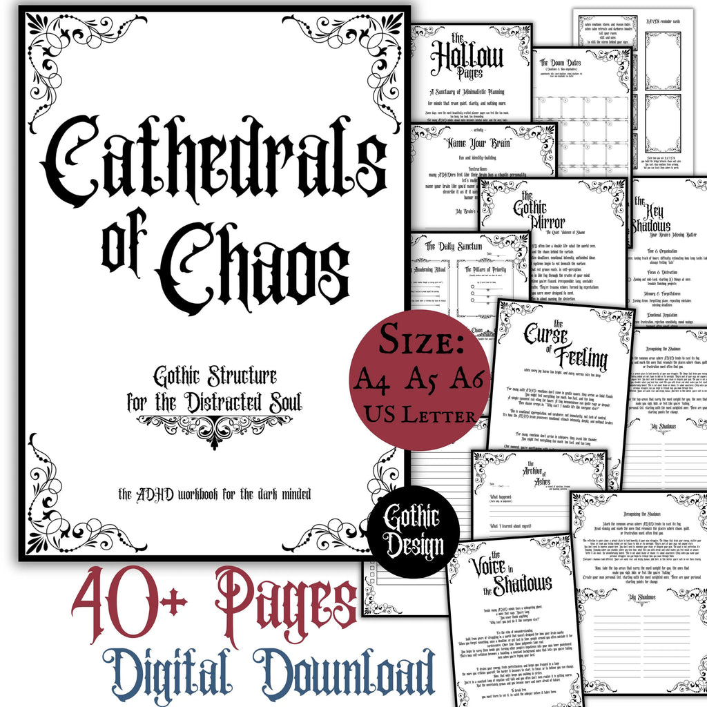 Cathedrals of Chaos  Gothic ADHD Workbook Printable Gothic Structure for the Distracted Soul  ADHD Journal & Planner PDF