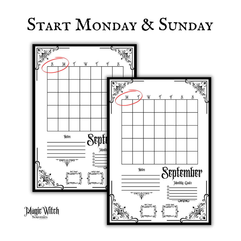 Gothic September Journal Planner Pages