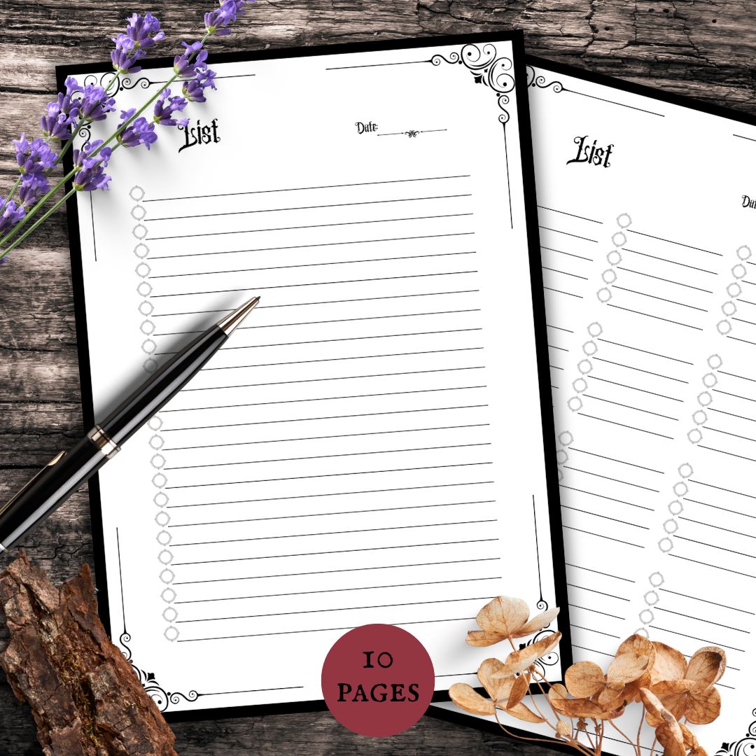 Gothic To-Do List & Checklist Printable Bundle